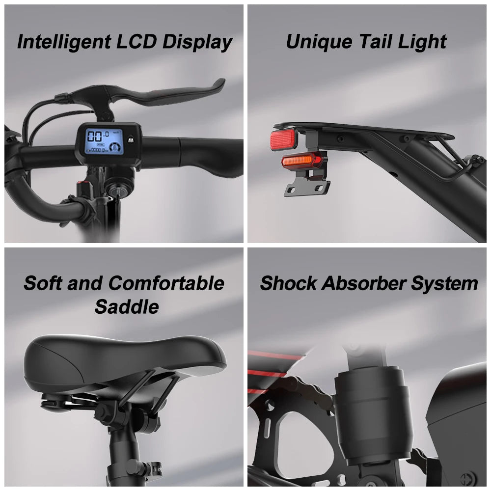 Vélo électrique 350W 36V 10.4Ah 25KM/H 45KM d'autonomie Pneu 12 pouces Vélo électrique pliable