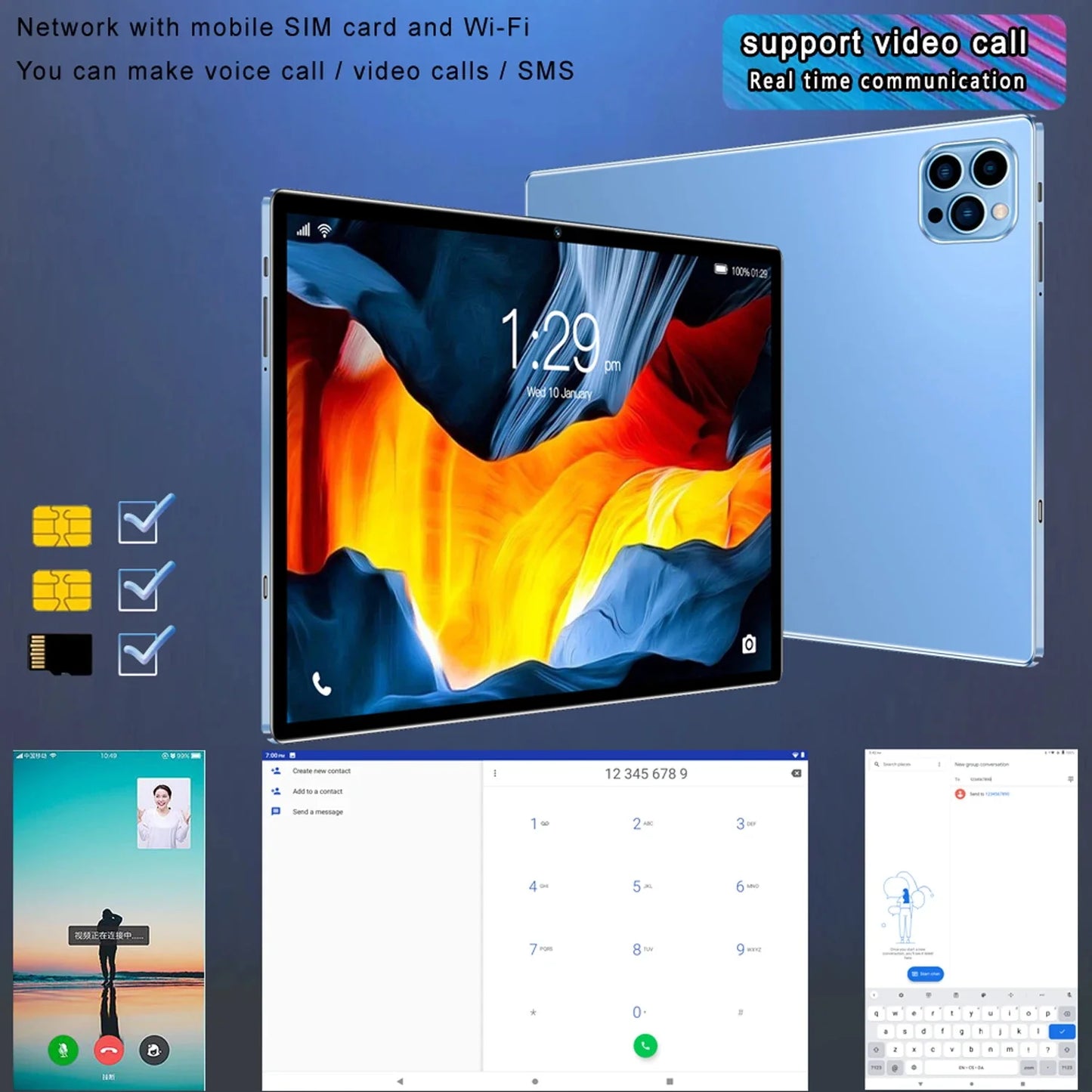 Tablette Sauenaneo 10,1'' / Octa-core / 4Gb Ram / 64Gb Rom / Google Play Android / Dual Camera / Batterie 11500Mah