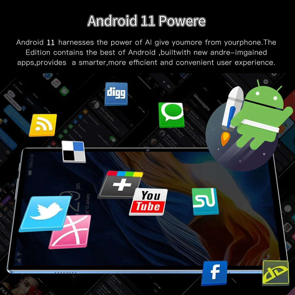 Tablette Sauenaneo 10,1'' / Octa-core / 4Gb Ram / 64Gb Rom / Google Play Android / Dual Camera / Batterie 11500Mah
