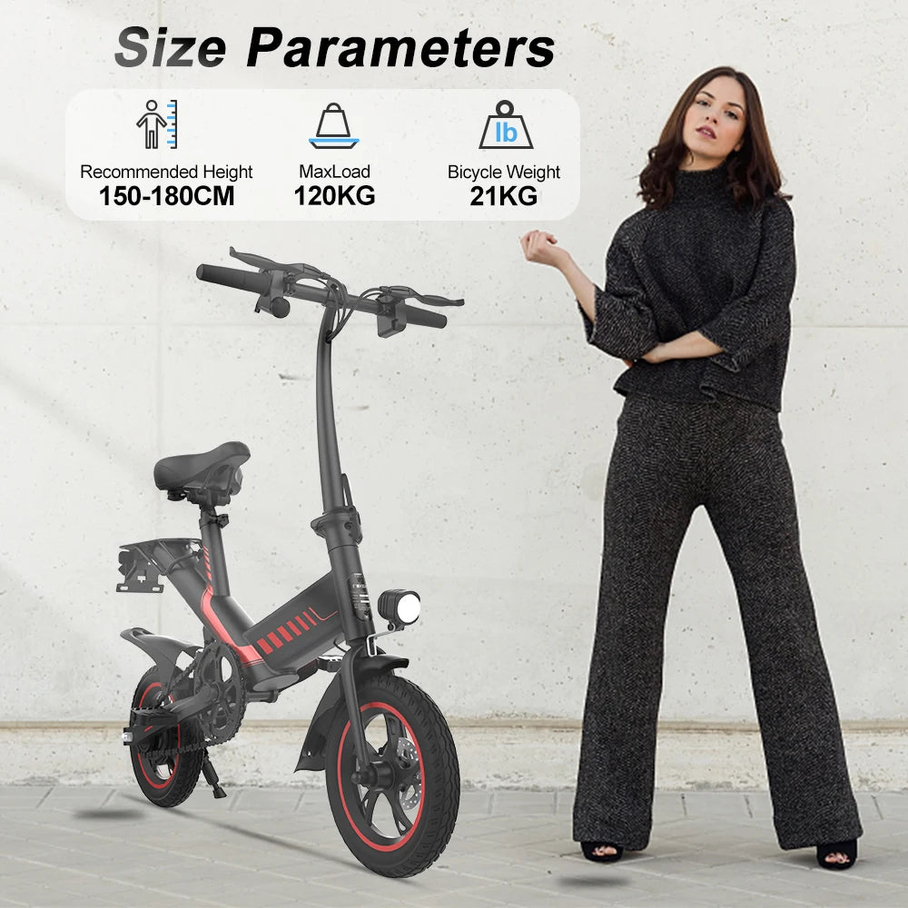Vélo électrique 350W 36V 10.4Ah 25KM/H 45KM d'autonomie Pneu 12 pouces Vélo électrique pliable