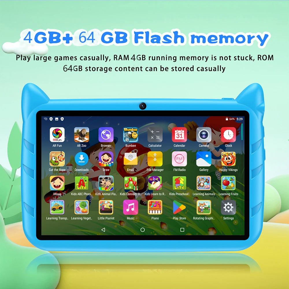 Tablette Bdf Kids / 7'' / 5G / Wifi / Quad core / Android / 4Gb ram / 64Gb Rom