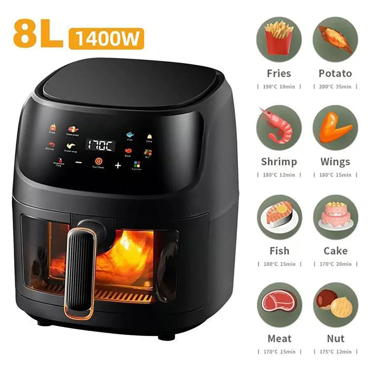 Air Fryer écran Led 1400W Multifonction