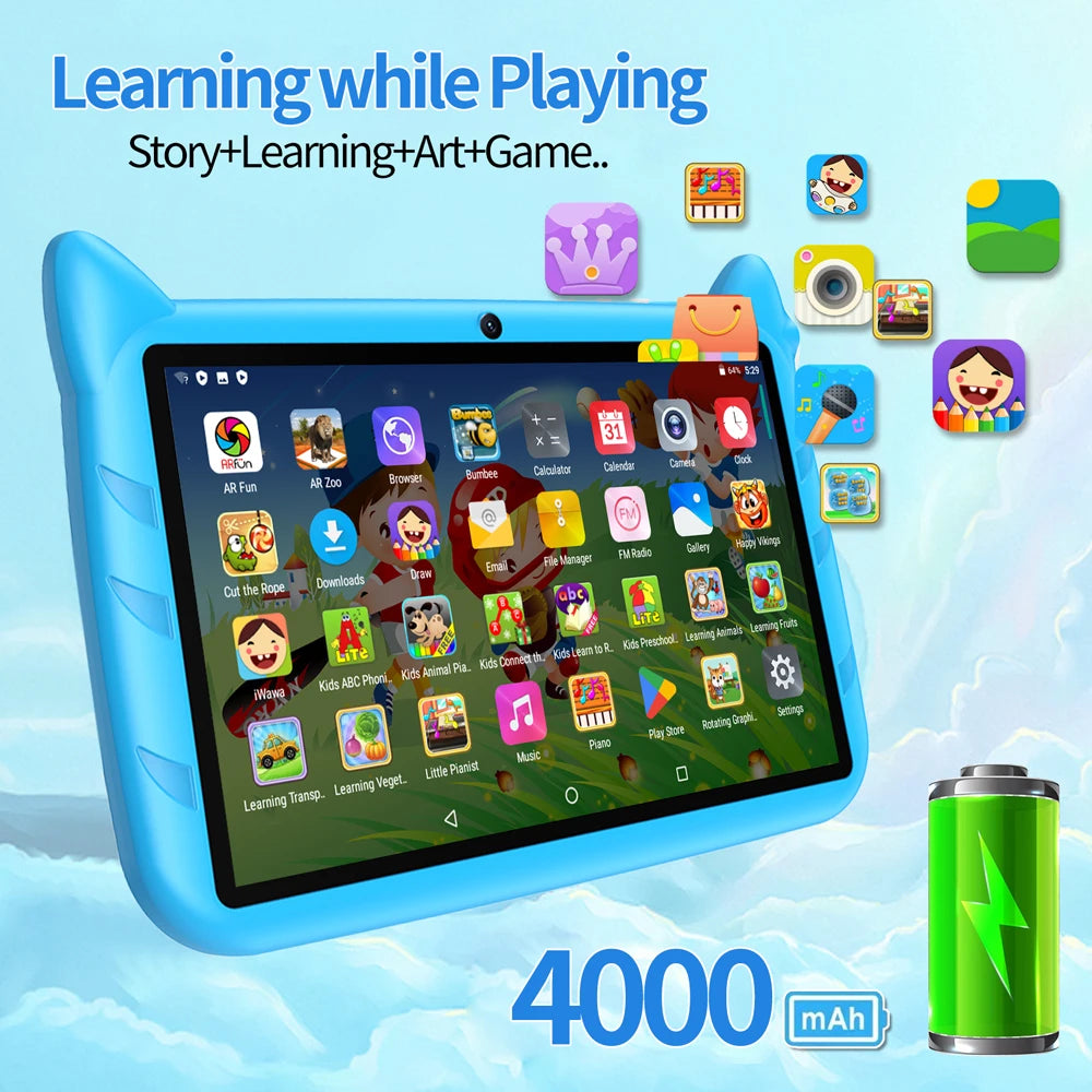 Tablette Bdf Kids / 7'' / 5G / Wifi / Quad core / Android / 4Gb ram / 64Gb Rom