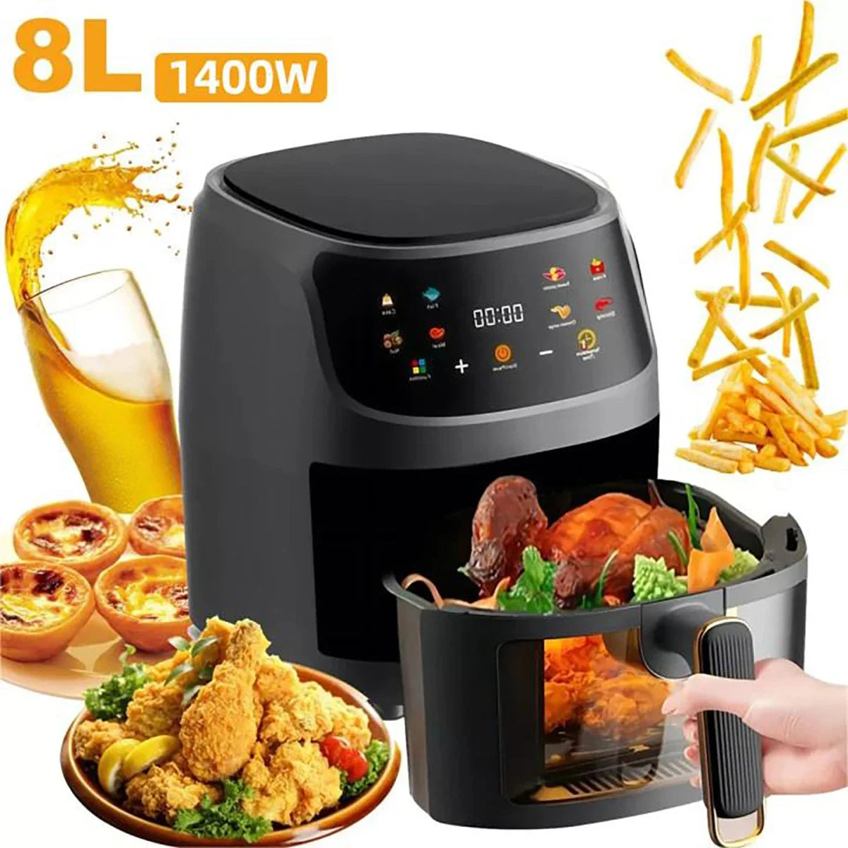 Air Fryer  écran Led 1400W Multifonction