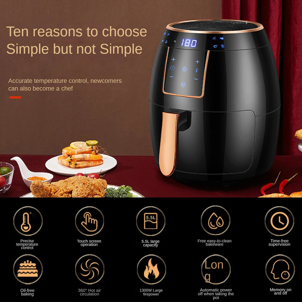 Air Fryer 5.5L  1300W Ecran tactile Multifonction