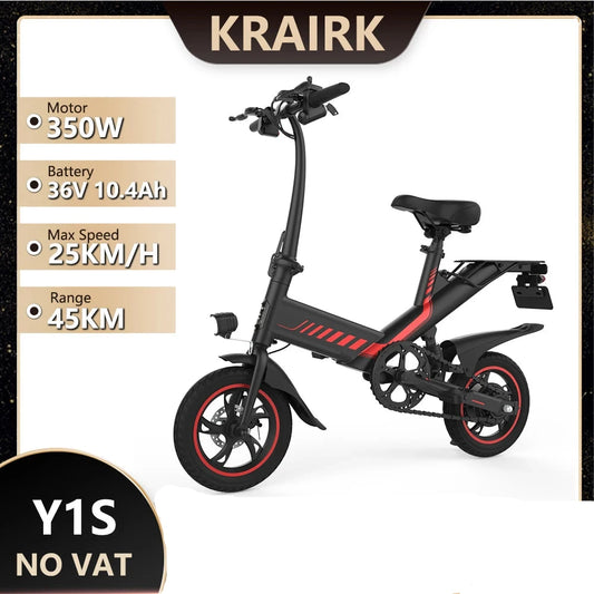 Vélo électrique 350W 36V 10.4Ah 25KM/H 45KM d'autonomie Pneu 12 pouces Vélo électrique pliable